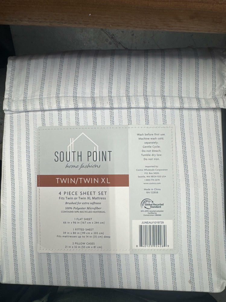 South Point Home 4pc Sheet Set Twin XL Extra Deep 17in Cool Breathable Gray