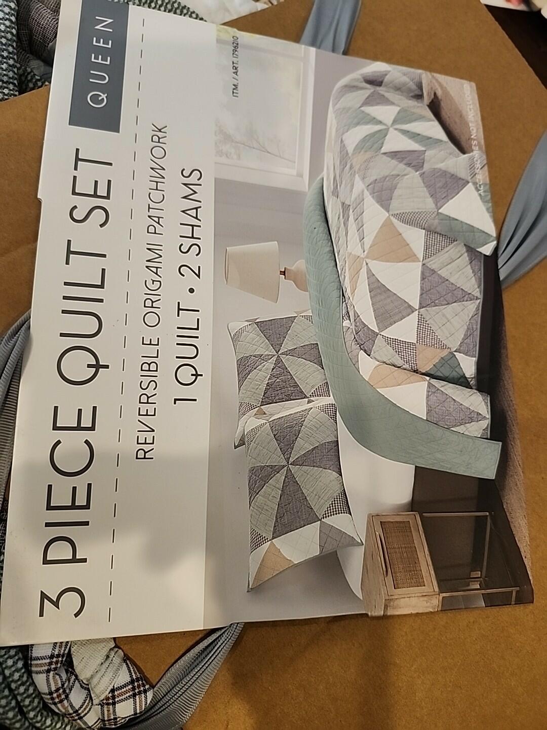 Origami Piece Prairie Patchwork 3-piece Quilt Set -KING OPEN