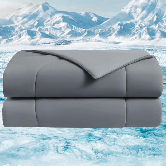 King Size Cooling Comforter 90X90 Breathable Reversible Cooling Blanket Gray