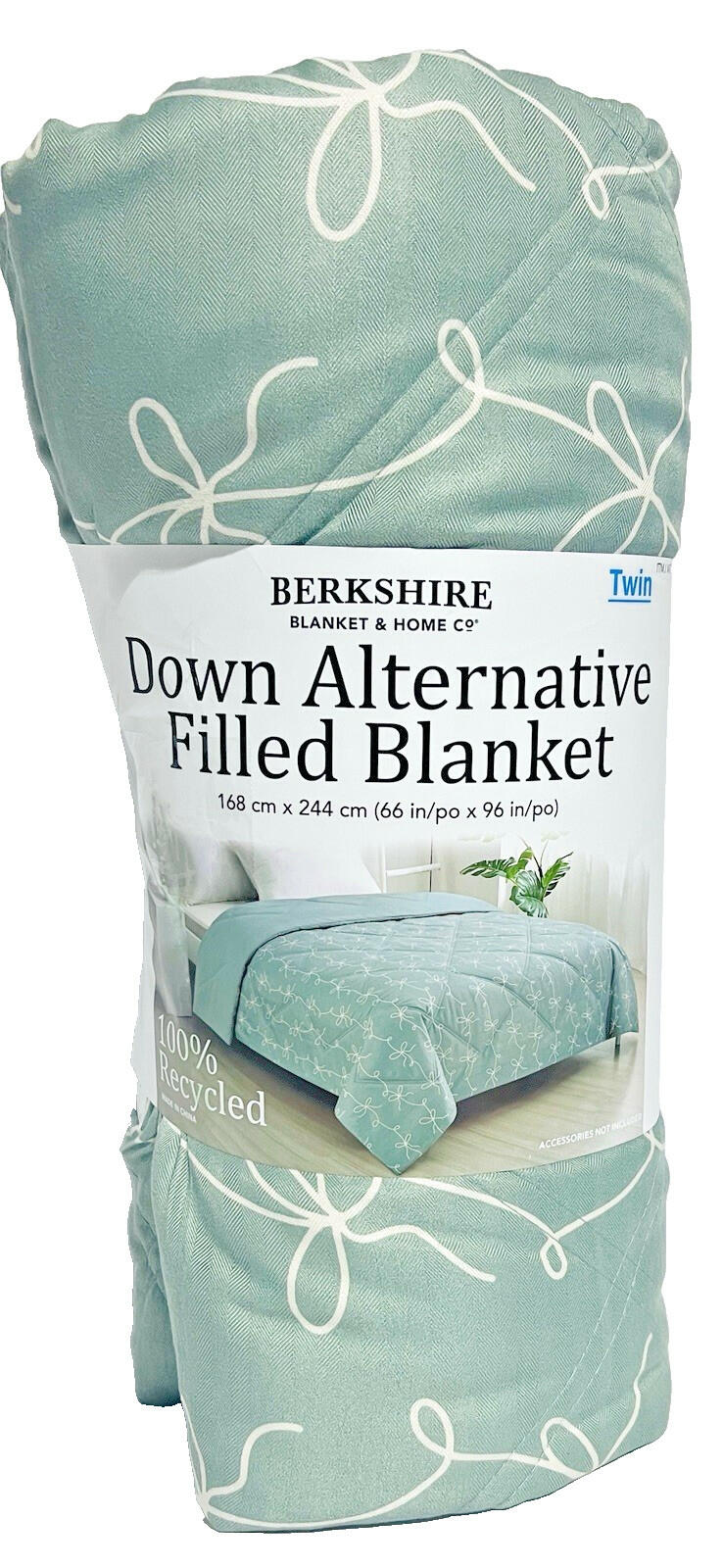 Berkshire Down Alternative Filled Blanket Twin Size 66" X 96" Green