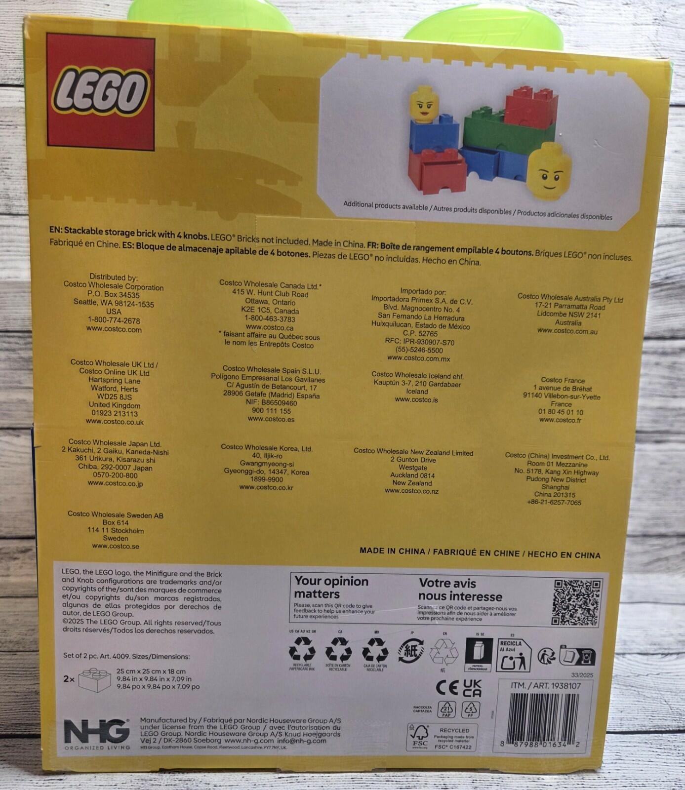 LEGO Storage Brick 4 Knobs 2-Pack-RARE ITEM - BRAND NEW- NEVER USED